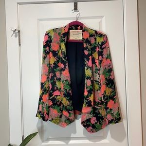 Anthropologie silk floral blazer